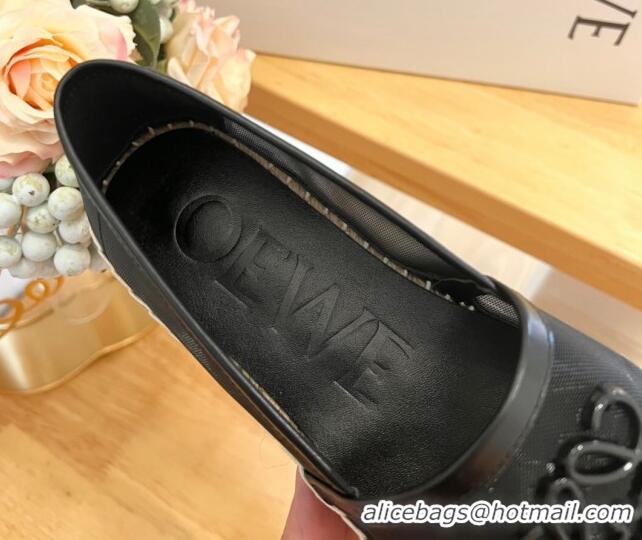 Popular Style Loewe Anagram Espadrilles Flat Sandals in Calfskin and Canvas Black 125041