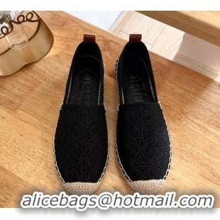 Perfect Loewe Espadrilles Flat in 3D Anagram Denim Black 125045