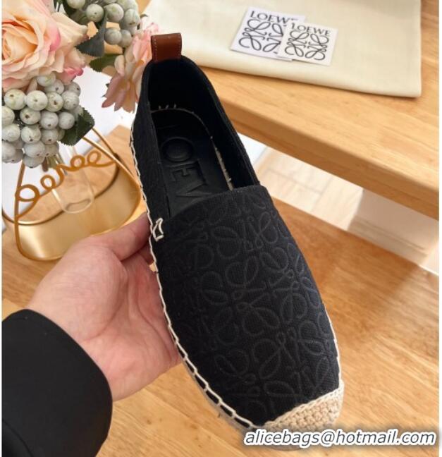 Perfect Loewe Espadrilles Flat in 3D Anagram Denim Black 125045