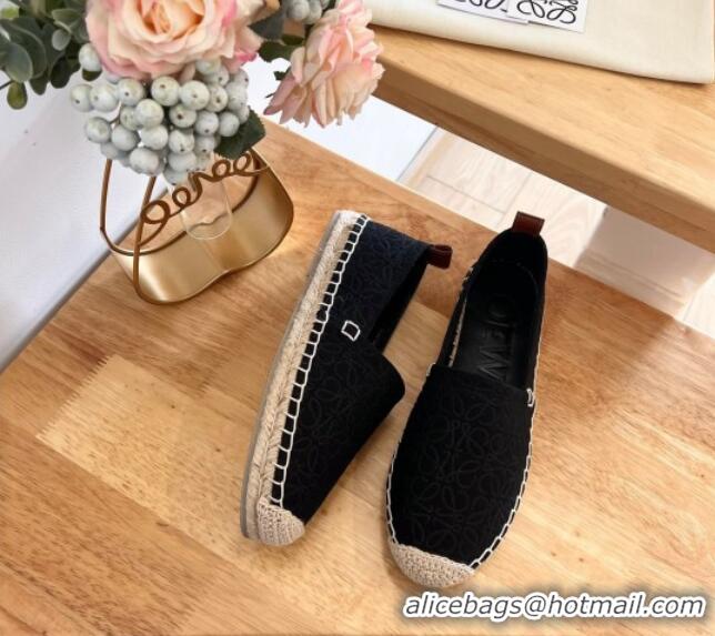 Perfect Loewe Espadrilles Flat in 3D Anagram Denim Black 125045