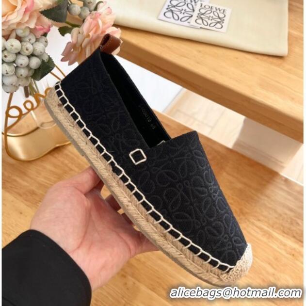 Perfect Loewe Espadrilles Flat in 3D Anagram Denim Black 125045