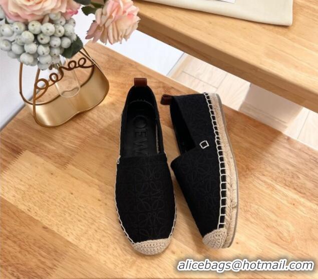 Perfect Loewe Espadrilles Flat in 3D Anagram Denim Black 125045