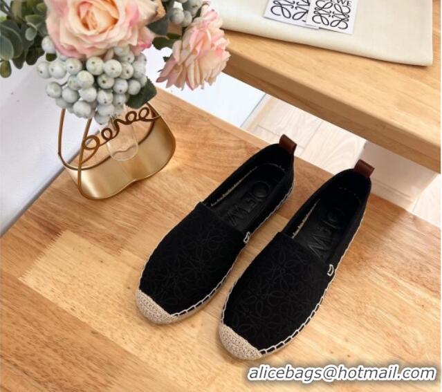 Perfect Loewe Espadrilles Flat in 3D Anagram Denim Black 125045