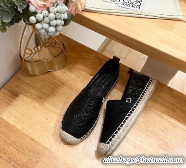 Most Popular Loewe Espadrilles Flat in 3D Anagram Calfskin Black 125046