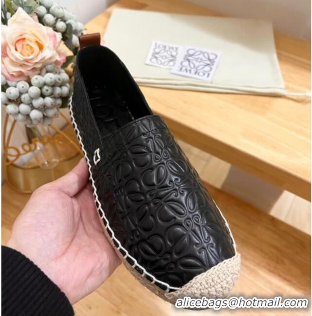 Most Popular Loewe Espadrilles Flat in 3D Anagram Calfskin Black 125046