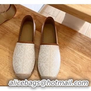 Pretty Style Loewe Espadrilles Flat in Anagram Linen White 125049