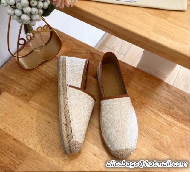 Pretty Style Loewe Espadrilles Flat in Anagram Linen White 125049