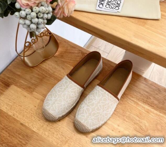 Pretty Style Loewe Espadrilles Flat in Anagram Linen White 125049