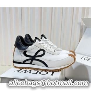 Grade Quality Loewe Flow Runner Sneakers in Nylon and Suede White/Black 129035