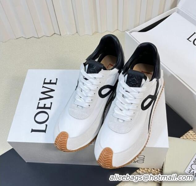 Grade Quality Loewe Flow Runner Sneakers in Nylon and Suede White/Black 129035