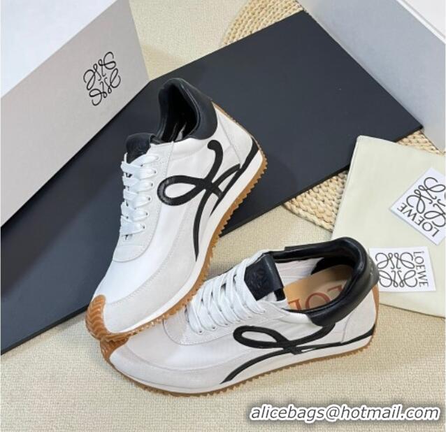 Grade Quality Loewe Flow Runner Sneakers in Nylon and Suede White/Black 129035