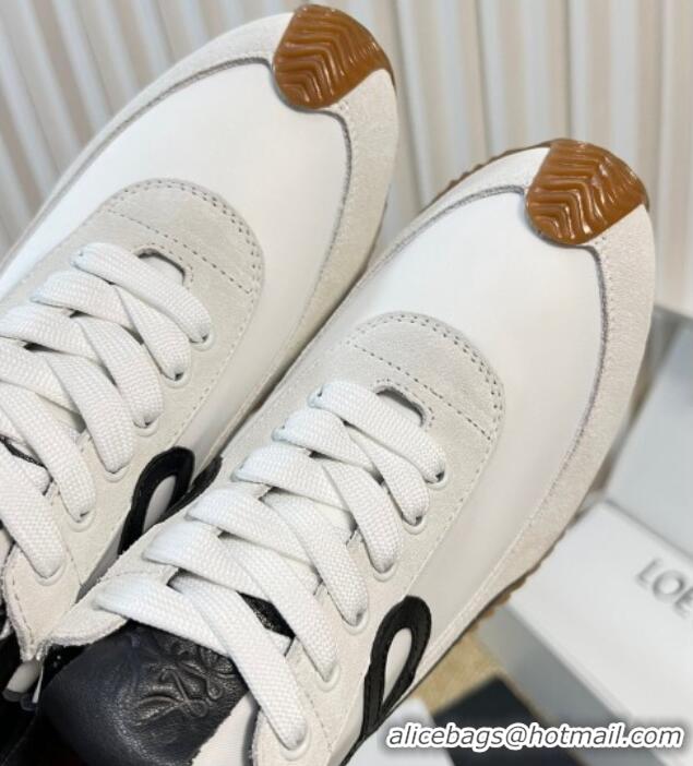 Grade Quality Loewe Flow Runner Sneakers in Nylon and Suede White/Black 129035