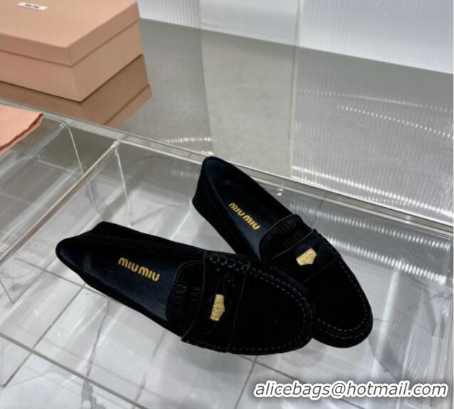 Good Product Miu Miu Penny Suede Loafers Black 104105