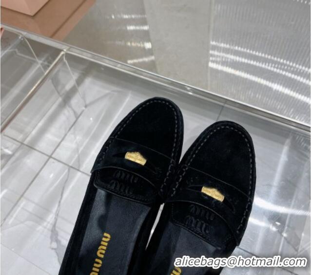 Good Product Miu Miu Penny Suede Loafers Black 104105