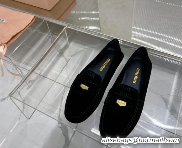 Good Product Miu Miu Penny Suede Loafers Black 104105