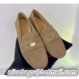 Unique Style Miu Miu Penny Suede Loafers Dark Beige 104106