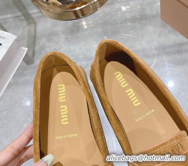 Buy Luxury Miu Miu Penny Suede Loafers Brown 104109