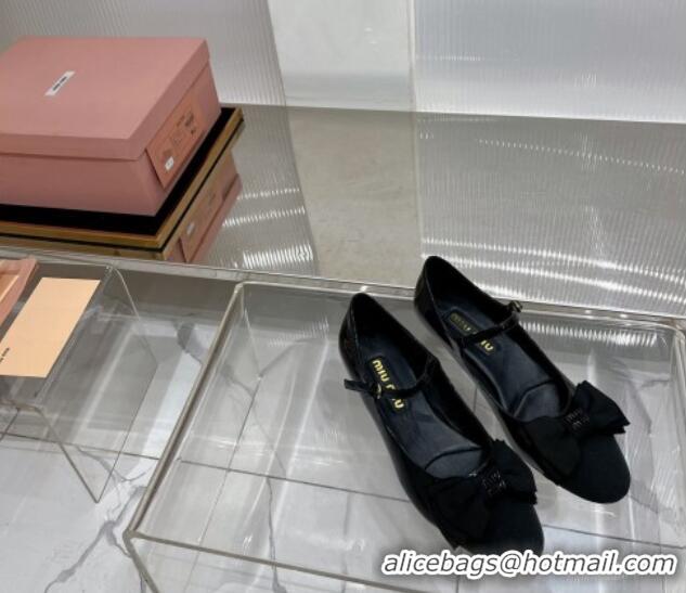 Pretty Style Miu Miu Patent Leather Pumps Mary Janes 4.5cm with Bow Black 104111