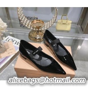 Low Price Miu Miu Patent Leather Pointed Ballerinas Flat Black 104114