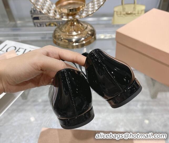 Low Price Miu Miu Patent Leather Pointed Ballerinas Flat Black 104114