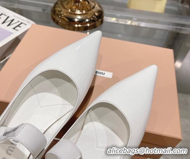 Good Looking Miu Miu Patent Leather Pointed Ballerinas Flat White 104117