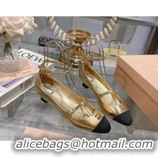 Purchase Miu Miu Mordoré nappa leather and grosgrain pumps 3.5cm gold 104118