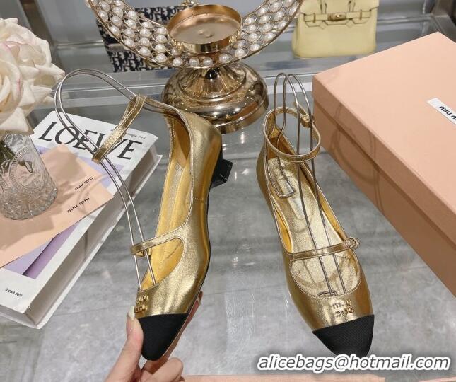 Purchase Miu Miu Mordoré nappa leather and grosgrain pumps 3.5cm gold 104118