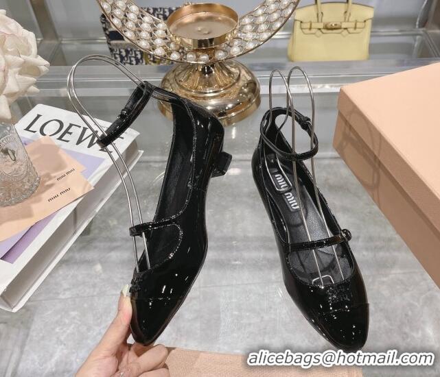 Top Grade Miu Miu Mordoré patent leather pumps 3.5cm black 104120