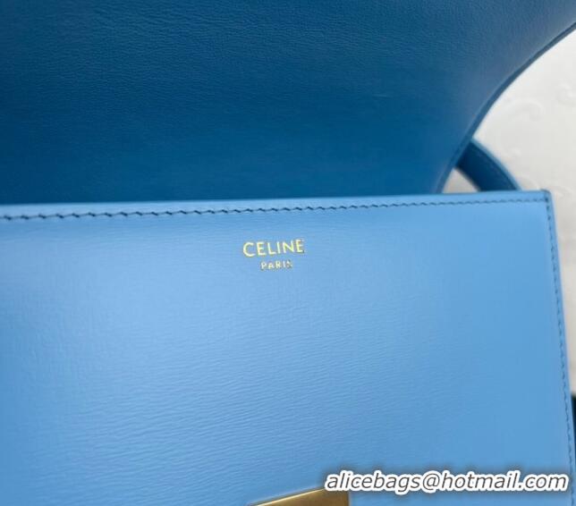 Super Quality Celine Mini Teen Cuir Triomphe Bag in Shiny Calfskin 188423 Sky Blue/Gold 2022