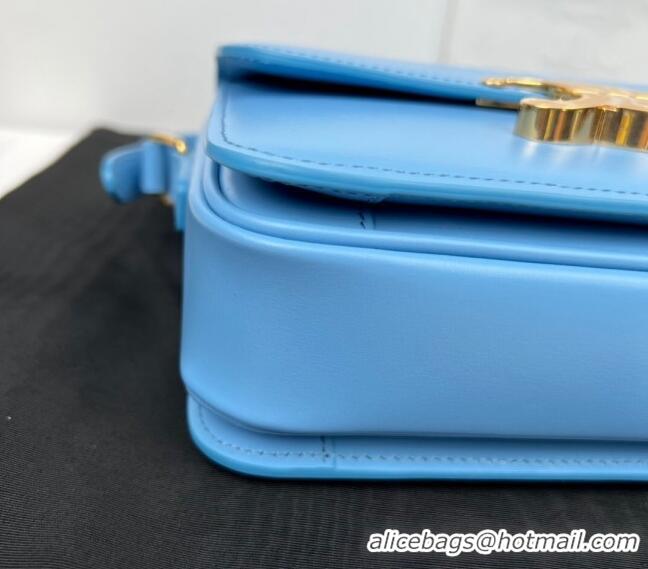 Super Quality Celine Mini Teen Cuir Triomphe Bag in Shiny Calfskin 188423 Sky Blue/Gold 2022