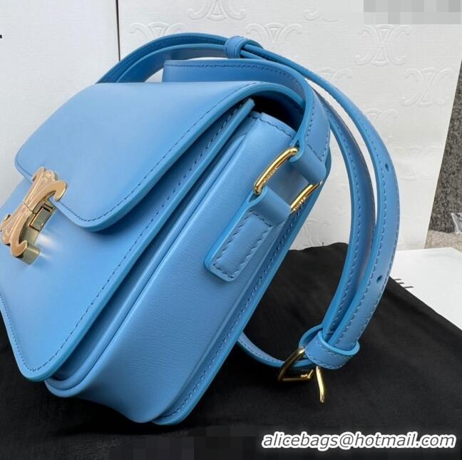 Super Quality Celine Mini Teen Cuir Triomphe Bag in Shiny Calfskin 188423 Sky Blue/Gold 2022