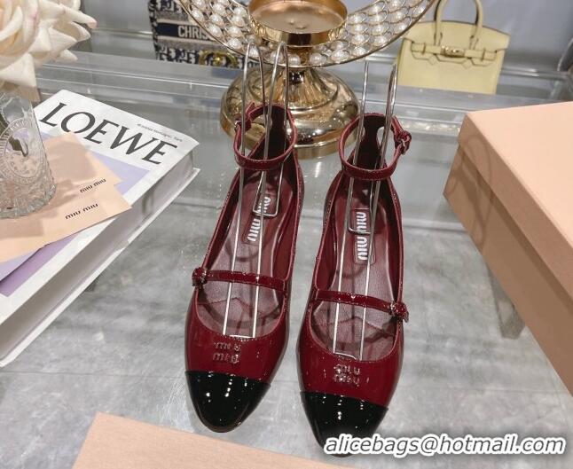 Cheap Price Miu Miu Mordoré patent leather pumps 3.5cm Burgundy 104123