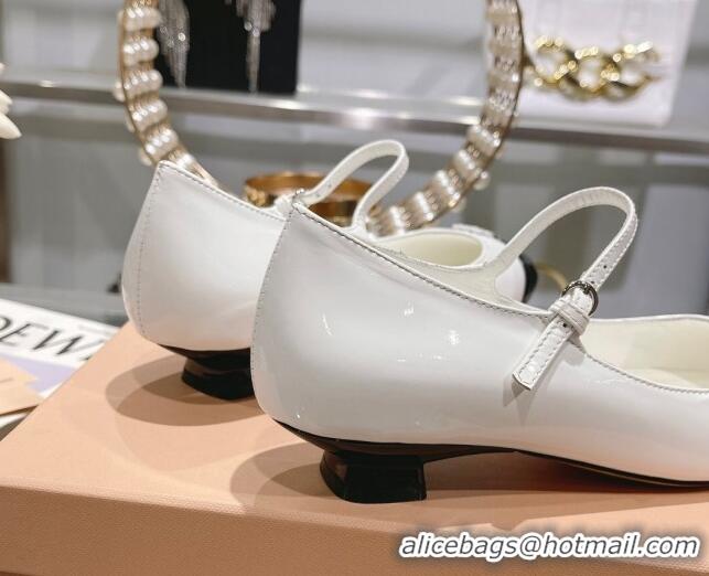 Pretty Style Miu Miu patent leather mary janes pumps 3.5cm White 104125