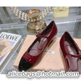 Charming Miu Miu patent leather mary janes pumps 3.5cm burgundy 104129