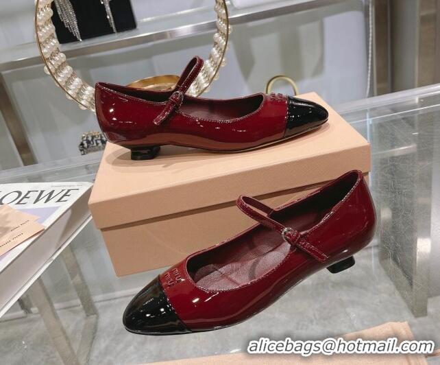 Charming Miu Miu patent leather mary janes pumps 3.5cm burgundy 104129