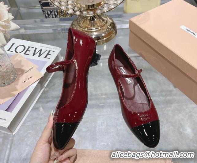 Charming Miu Miu patent leather mary janes pumps 3.5cm burgundy 104129