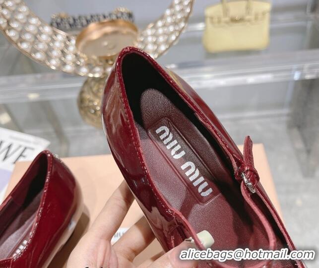 Charming Miu Miu patent leather mary janes pumps 3.5cm burgundy 104129