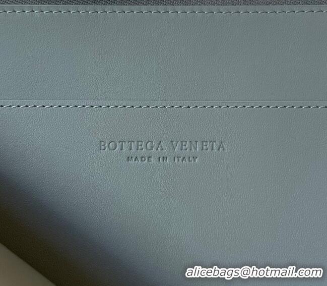 Promotional Bottega Veneta Intrecciato Leather Half Zip Pouch 607479 Slate Grey 2024