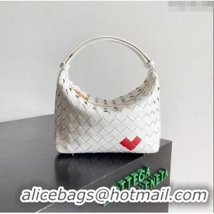 New Fashion Bottega Veneta Mini Wallace Shoulder Bag in Intrecciato Soft Calfskin Leather 754443 White/Red 2024