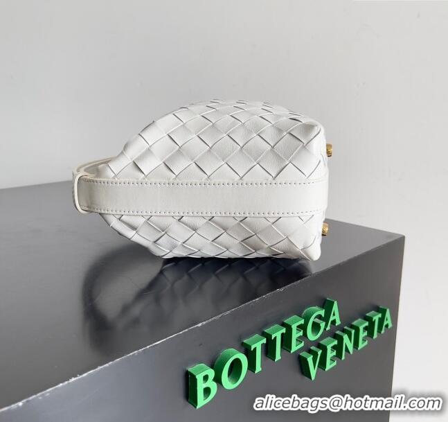 New Fashion Bottega Veneta Mini Wallace Shoulder Bag in Intrecciato Soft Calfskin Leather 754443 White/Red 2024