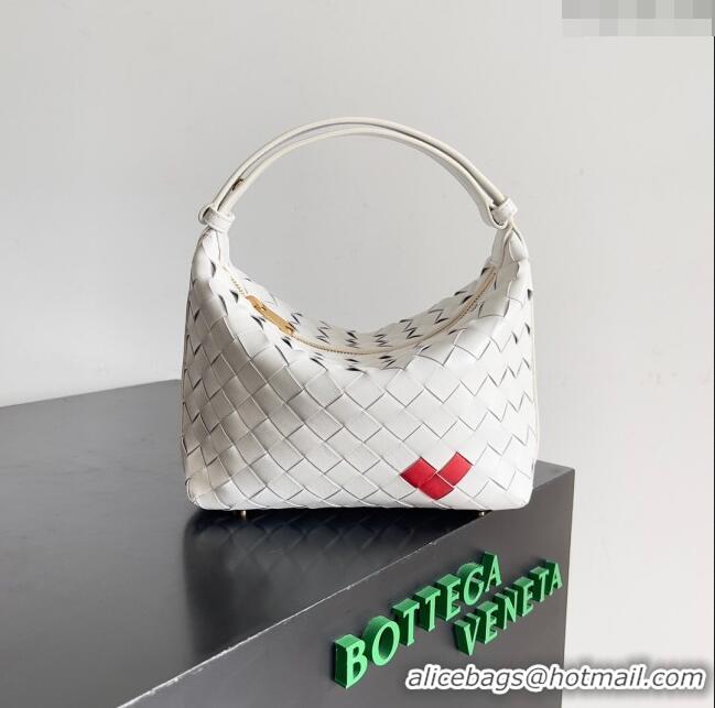 New Fashion Bottega Veneta Mini Wallace Shoulder Bag in Intrecciato Soft Calfskin Leather 754443 White/Red 2024