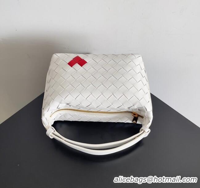 New Fashion Bottega Veneta Mini Wallace Shoulder Bag in Intrecciato Soft Calfskin Leather 754443 White/Red 2024