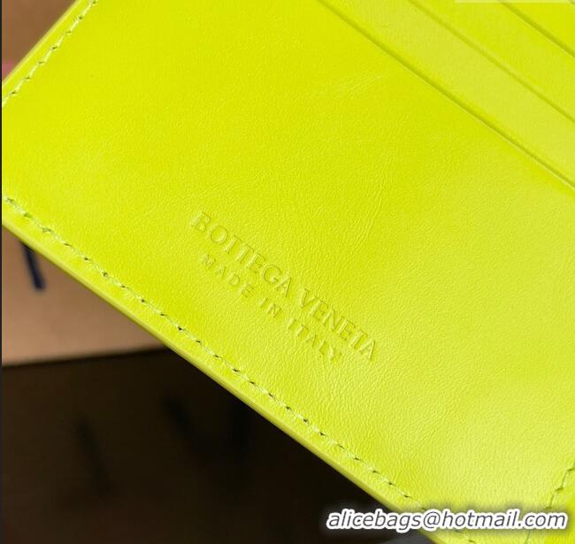 Top Quality Bottega Veneta Cassette Bi-Fold Wallet in Intreccio Calfskin Leather 649603 Lucifer Yellow 2024