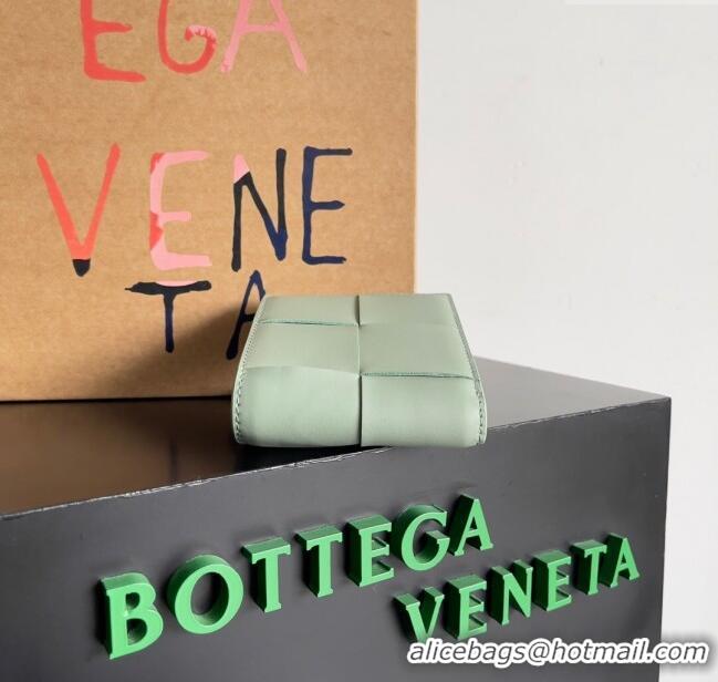 Reasonable Price Bottega Veneta Cassette Bi-Fold Wallet in Intreccio Calfskin Leather 649603 Travertine Green 2024