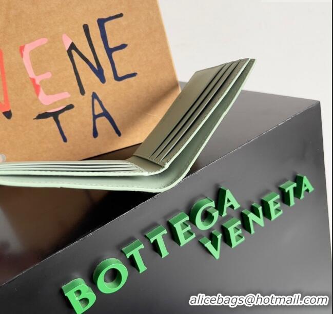 Reasonable Price Bottega Veneta Cassette Bi-Fold Wallet in Intreccio Calfskin Leather 649603 Travertine Green 2024