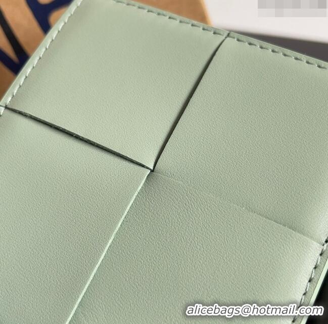 Reasonable Price Bottega Veneta Cassette Bi-Fold Wallet in Intreccio Calfskin Leather 649603 Travertine Green 2024