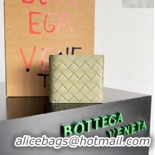 Top Quality Bottega Veneta Intrecciato Leather Bi-Fold Wallet 63334 Travertine Green 2024