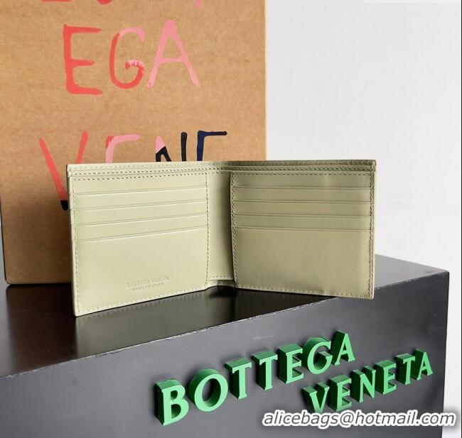 Top Quality Bottega Veneta Intrecciato Leather Bi-Fold Wallet 63334 Travertine Green 2024