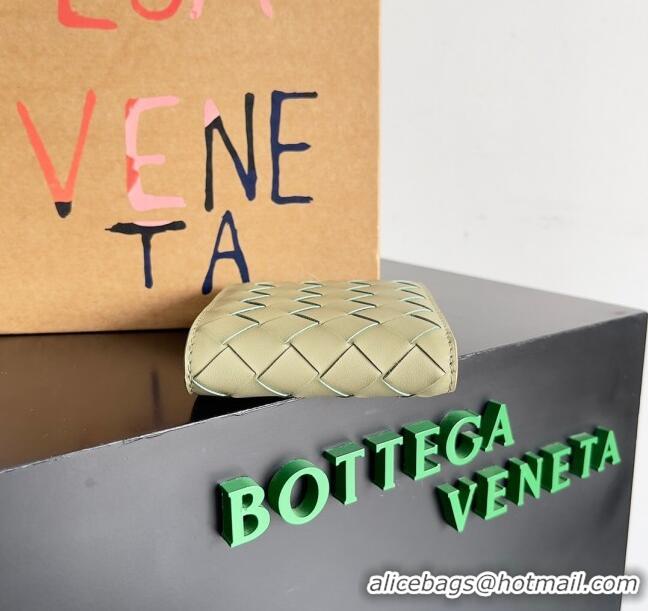 Top Quality Bottega Veneta Intrecciato Leather Bi-Fold Wallet 63334 Travertine Green 2024