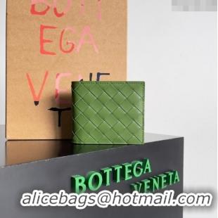 Popular Style Bottega Veneta Intrecciato Leather Bi-Fold Wallet 63334 Green 2024